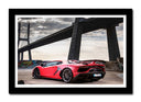 Cuadro enmarcado negro lamborghini aventador, rojo y negro