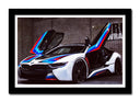 Cuadro enmarcado negro BMW i8,azul blanco y rojo