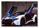 Lámina BMW i8,azul blanco y rojo