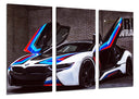 Tríptico BMW i8,azul blanco y rojo