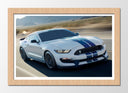Cuadro enmarcado natural Ford Shelby GT350,blanco con dos rallas azules