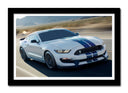 Cuadro enmarcado negro Ford Shelby GT350,blanco con dos rallas azules