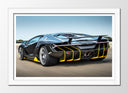 Cuadro enmarcado blanco lamborghini Centenario LP-770,negro con toques amarillos