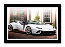 Cuadro enmarcado negro Lamborghini Huracan Performante color blanco