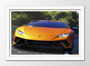 Cuadro enmarcado blanco Lamborghini Huracan LP 640 Performante,naranja