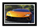 Cuadro enmarcado negro Lamborghini Huracan LP 640 Performante,naranja