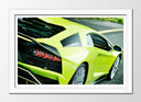 Cuadro enmarcado blanco lamborghini aventador, color verde