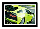 Cuadro enmarcado negro lamborghini aventador, color verde