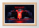 Cuadro enmarcado natural Formula 1, Ferrari SF90 2019, Sebastian Vettel, Charles Leclerc