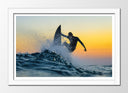 Cuadro enmarcado blanco Surf, Puesta de Sol