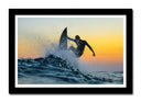Cuadro enmarcado negro Surf, Puesta de Sol