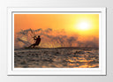 Cuadro enmarcado blanco surfista, windsurf, playa, atardecer,mar