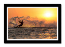 Cuadro enmarcado negro surfista, windsurf, playa, atardecer,mar