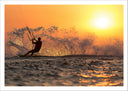 Lámina surfista, windsurf, playa, atardecer,mar