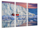 Tríptico barco pesquero en el oceano , iceberg,atardecer,mar