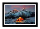 Cuadro enmarcado negro Montaña, Everest, Himalaya, Escalada, Campo base, Noche,naturaleza