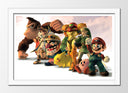 Cuadro enmarcado blanco Videojuego Nintendo, Súper Smash Bros, Mario Bros