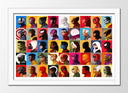 Cuadro enmarcado blanco Marvel, Stan Lee, Súper Héroes, Collage caras