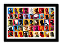 Cuadro enmarcado negro Marvel, Stan Lee, Súper Héroes, Collage caras