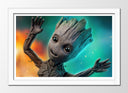 Cuadro enmarcado blanco marvel, guardianes de la galaxia, groot