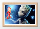 Cuadro enmarcado natural marvel, iron man con groot