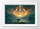 Cuadro enmarcado blanco Videojuego Elden Ring, Xbox, Playstation, Escudo