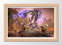 Cuadro enmarcado natural Videojuego Monster Hunter Rise, Nintendo, Batalla, Dragón