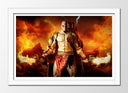 Cuadro enmarcado blanco Videojuego God of War, Héroes, Kratos, Fuego