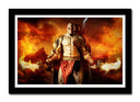 Cuadro enmarcado negro Videojuego God of War, Héroes, Kratos, Fuego