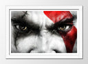 Cuadro enmarcado blanco Videojuego God of War, Héroes, Kratos, Ojos rojos