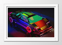 Cuadro enmarcado blanco Videojuego Cyber Punk 2077, Lamborghini countach, Coche