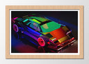 Cuadro enmarcado natural Videojuego Cyber Punk 2077, Lamborghini countach, Coche