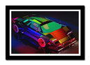 Cuadro enmarcado negro Videojuego Cyber Punk 2077, Lamborghini countach, Coche
