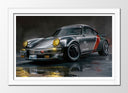 Cuadro enmarcado blanco Videojuego Cyber Punk 2077, Porche 911, Coche