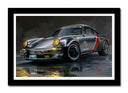 Cuadro enmarcado negro Videojuego Cyber Punk 2077, Porche 911, Coche