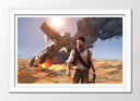Cuadro enmarcado blanco Videojuego Uncharted 4, Avión estrellado, Nate