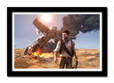 Cuadro enmarcado negro Videojuego Uncharted 4, Avión estrellado, Nate