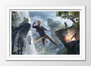Cuadro enmarcado blanco Videojuego Uncharted 4, Paisaje, Sam, Nate