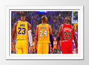 Cuadro enmarcado blanco Baloncesto NBA, Michael Jordan, Lebron James, Kobe Bryant