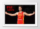 Cuadro enmarcado blanco Baloncesto, Pau Gasol, España