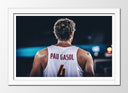 Cuadro enmarcado blanco Baloncesto, España, Pau Gasol