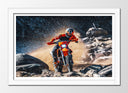 Cuadro enmarcado blanco Motor, Enduro, moto rally