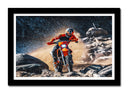 Cuadro enmarcado negro Motor, Enduro, moto rally