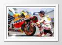 Cuadro enmarcado blanco Moto Gp, Marck Marquez, Moto, flores, Repsol