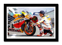 Cuadro enmarcado negro Moto Gp, Marck Marquez, Moto, flores, Repsol