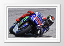 Cuadro enmarcado blanco Moto Gp, Jorge Lorenzo, Blanco y negro, Motor color