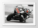 Cuadro enmarcado blanco Moto Gp, Jorge Lorenzo, Blanco y negro, Yamaha