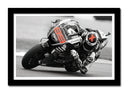 Cuadro enmarcado negro Moto Gp, Jorge Lorenzo, Blanco y negro, Yamaha