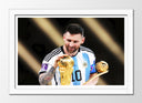 Cuadro enmarcado blanco Mundial futbol, Argentina, Copa del mundo, Messi