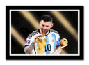 Cuadro enmarcado negro Mundial futbol, Argentina, Copa del mundo, Messi